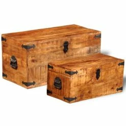Discount 😀 VidaXL Storage Chest Set 2 Pieces Rough Mango Wood ✨