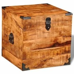 Cheap 💯 VidaXL Storage Chest Cubic Rough Mango Wood 🔔
