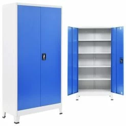 Wholesale 👏 VidaXL Office Cabinet Metal 35.4"x15.7"x70.9" Gray and Blue 🛒