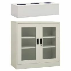 Outlet 👍 VidaXL Office Cabinet with Planter Box Light Gray 35.4"x15.7"x44.5" Steel 🧨