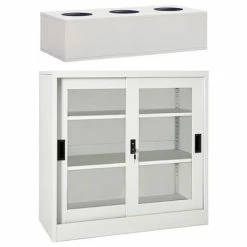 Top 10 🎉 VidaXL Sliding Door Cabinet with Planter Box Light Gray Steel 💯