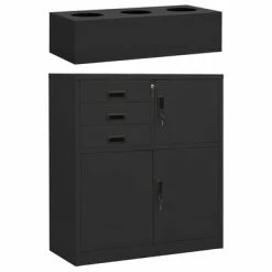 Budget 🧨 VidaXL Office Cabinet with Planter Box Anthracite 35.4"x15.7"x49.2" Steel 🎁