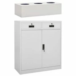 New 🌟 VidaXL Office Cabinet with Planter Box Light Gray 35.4"x15.7"x49.2" Steel 🤩