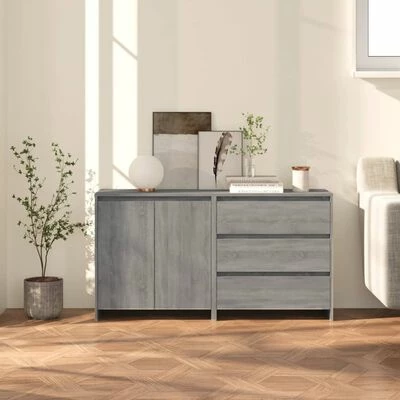 Budget 😉 VidaXL 2 Piece Sideboard Gray Sonoma Engineered Wood 💯 2 Budget 😉 VidaXL 2 Piece Sideboard Gray Sonoma Engineered Wood 💯 - Image 2