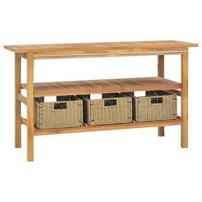 Best deal ⌛ VidaXL Bathroom Vanity Cabinet with 3 Baskets Solid Wood Teak 52"x17.7"x29.5" ⌛ 1 Best deal ⌛ VidaXL Bathroom Vanity Cabinet with 3 Baskets Solid Wood Teak 52"x17.7"x29.5" ⌛