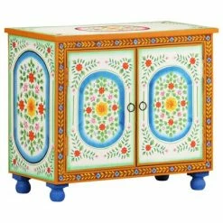 New 👏 VidaXL Hand Painted Sideboard 27.6"x13.8"x23.6" Solid Mango Wood 💯