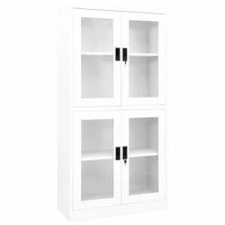 Top 10 🌟 VidaXL Office Cabinet White 35.4"x15.7"x70.9" Steel and Tempered Glass 🔥