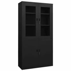 Best reviews of ⌛ VidaXL Office Cabinet Black 35.4"x15.7"x70.9" Steel ❤️