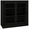 Best Pirce 🥰 VidaXL Sliding Door Cabinet Black 35.4"x15.7"x35.4" Steel 🔔