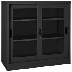 Buy 🎁 VidaXL Sliding Door Cabinet Anthracite 35.4"x15.7"x35.4" Steel 🧨