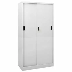 Best Sale 💯 VidaXL Office Cabinet with Sliding Door Light Gray 35.4"x15.7"x70.9" Steel 💯