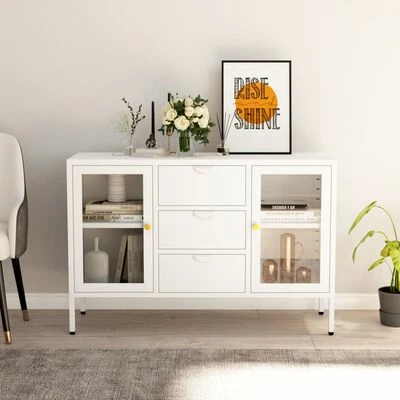 Deals ✔️ VidaXL Sideboard White 41.3"x13.8"x27.6" Steel and Tempered Glass ✔️ 2 Deals ✔️ VidaXL Sideboard White 41.3"x13.8"x27.6" Steel and Tempered Glass ✔️ - Image 2