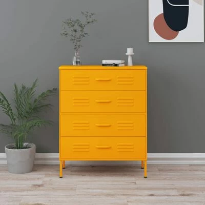 Cheap ๐ VidaXL Chest of Drawers Mustard Yellow 31.5"x13.8"x40" Steel โญ 2 Cheap ๐ VidaXL Chest of Drawers Mustard Yellow 31.5"x13.8"x40" Steel โญ - Image 2