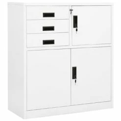Best Pirce 🥰 VidaXL Office Cabinet White 35.4"x15.7"x40.2" Steel 💯