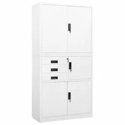 Coupon 🌟 VidaXL Office Cabinet White 35.4"x15.7"x70.9" Steel 🧨