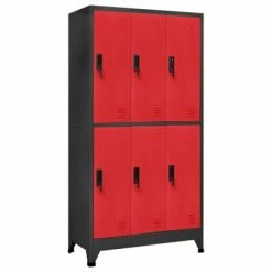 Discount π VidaXL Locker Cabinet Anthracite and Red 35.4"x17.7"x70.9" Steel π