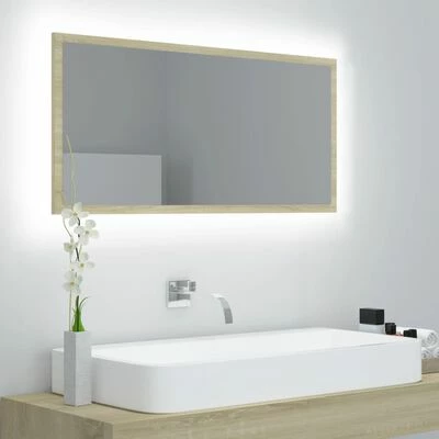 Outlet ๐ VidaXL LED Bathroom Mirror Sonoma Oak 35.4"x3.3"x14.6" Engineered Wood ๐งจ 2 Outlet ๐ VidaXL LED Bathroom Mirror Sonoma Oak 35.4"x3.3"x14.6" Engineered Wood ๐งจ - Image 2