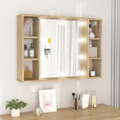 Best deal ๐คฉ VidaXL Mirror Cabinet with LED Sonoma Oak 29.9"x5.9"x21.7" โจ 2 Best deal ๐คฉ VidaXL Mirror Cabinet with LED Sonoma Oak 29.9"x5.9"x21.7" โจ - Image 2