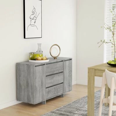 Best Pirce 🎉 VidaXL Sideboard with 3 Drawers Gray Sonoma 47.2"x16.1"x29.5" Engineered Wood 🔔 2 Best Pirce 🎉 VidaXL Sideboard with 3 Drawers Gray Sonoma 47.2"x16.1"x29.5" Engineered Wood 🔔 - Image 2