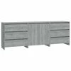 Best Sale 😀 VidaXL 3 Piece Sideboard Gray Sonoma Engineered Wood 🎁
