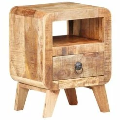Budget ✨ VidaXL Bedside Cabinet 11.8"x11.8"x16.1" Rough Mango Wood 🔔 -Cabinets & Storage Sales image 2 321616