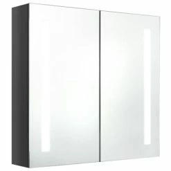 New 👏 VidaXL LED Bathroom Mirror Cabinet Shining Gray 24.4"x5.5"x23.6" 🤩
