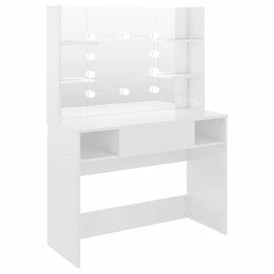 Best deal ⌛ VidaXL Makeup Table with LED Lights 39.4"x15.7"x53.1" MDF Shining White ⌛ 1 Best deal ⌛ VidaXL Makeup Table with LED Lights 39.4"x15.7"x53.1" MDF Shining White ⌛