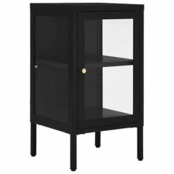 Promo 🥰 VidaXL Sideboard Black 15"x13.8"x27.6" Steel and Glass 🎁