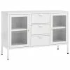 Deals ✔️ VidaXL Sideboard White 41.3"x13.8"x27.6" Steel and Tempered Glass ✔️
