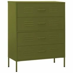 Cheap 🎁 VidaXL Chest of Drawers Olive Green 31.5"x13.8"x40" Steel ❤️