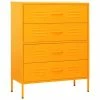 Cheap 🔔 VidaXL Chest of Drawers Mustard Yellow 31.5"x13.8"x40" Steel ⭐
