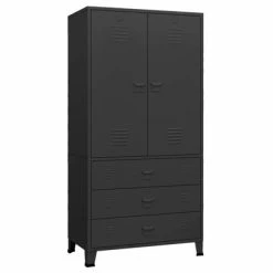 Cheap 😉 VidaXL Industrial Wardrobe Black 35.4"x19.7"x70.9" Metal 🌟