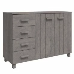 Best Sale 🛒 VidaXL Sideboard Light Gray 44.5"x15.7"x31.5" Solid Wood Pine ⭐