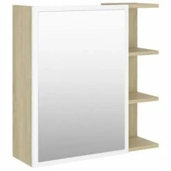Wholesale 🔔 VidaXL Bathroom Mirror Cabinet White and Sonoma Oak 24.6"x8.1"x25.2" Engineered Wood 🔥