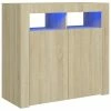 Discount 🎁 VidaXL Sideboard with LED Lights Sonoma Oak 31.5"x13.8"x29.5" ❤️