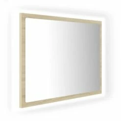 Buy 🧨 VidaXL LED Bathroom Mirror Sonoma Oak 23.6"x3.3"x14.6" Engineered Wood 🔔