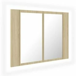 Deals 😉 VidaXL LED Bathroom Mirror Cabinet Sonoma Oak 23.6"x4.7"x17.7" 🛒