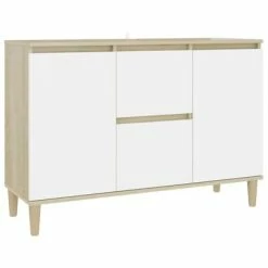 Best Sale ✔️ VidaXL Sideboard White and Sonoma Oak 40.7"x13.8"x27.6" Engineered Wood 💯
