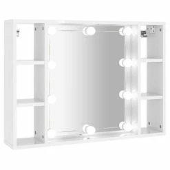 New ❤️ VidaXL Mirror Cabinet with LED High Gloss White 29.9"x5.9"x21.7" 😀