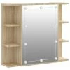 Best Pirce 🎉 VidaXL Mirror Cabinet with LED Sonoma Oak 27.6"x6.5"x23.6" ❤️