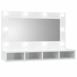 Budget 🌟 VidaXL Mirror Cabinet with LED High Gloss White 35.4"x12.4"x24.4" 🤩