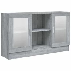Best deal ๐ VidaXL Vitrine Cabinet Gray Sonoma 47.2"x12"x27.6" Engineered Wood ๐