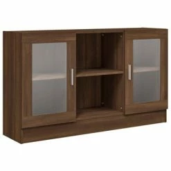Best reviews of 😀 VidaXL Vitrine Cabinet Brown Oak 47.2"x12"x27.6" Engineered Wood 🛒