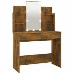 Budget π― VidaXL π Dressing Table with LED Smoked Oak 37.8"x15.7"x55.9" π§¨