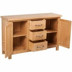 Outlet 🔥 VidaXL Sideboard with 3 Drawers Solid Oak Wood 43.3"x13.2"x27.6" 🌟 -Cabinets & Storage Sales image 3 241677