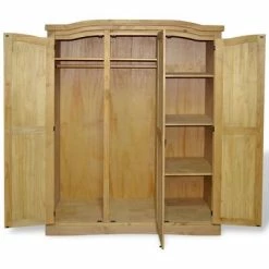 Best Sale 🥰 VidaXL Wardrobe Mexican Pine Corona Range 3 Doors ⌛ -Cabinets & Storage Sales image 3 243733