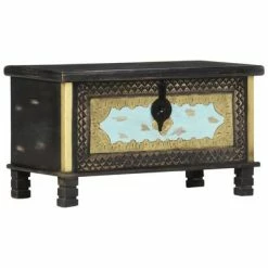 Buy 🎉 VidaXL Storage Chest Black 31.5"x15.7"x17.7" Solid Mango Wood 👍 -Cabinets & Storage Sales image 3 286396