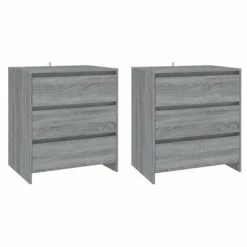 Best Sale 😀 VidaXL 3 Piece Sideboard Gray Sonoma Engineered Wood 🎁 -Cabinets & Storage Sales image 3 3098071