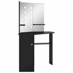 New 👍 VidaXL Corner 👗 Dressing Table with LED Black 43.7"x21.3"x55.7" 🔔 -Cabinets & Storage Sales image 3 326534