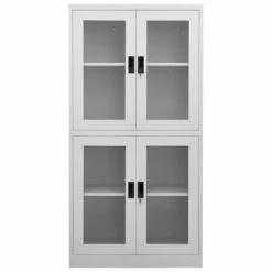 Top 10 ❤️ VidaXL Office Cabinet Light Gray 35.4"x15.7"x70.9" Steel and Tempered Glass ✔️ -Cabinets & Storage Sales image 3 335939